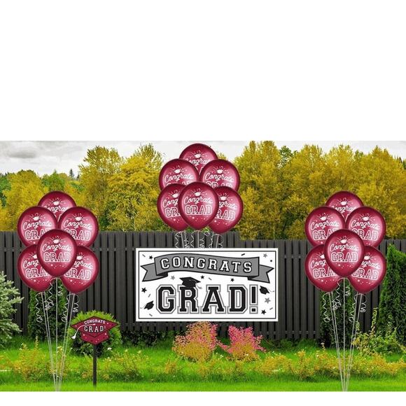 Congrats Grad Latex Balloons – Burgundy 12” Helium Quality (2 Packs, 30 Balloons - Picture 8 of 10